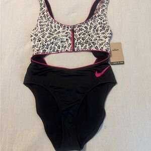 Nike Women's Black and White Bikini with Pink Accents